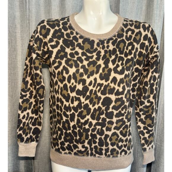 J. CREW Leopard Crewneck Sweatshirt Womens Animal Print Size XSmall - Picture 3 of 13
